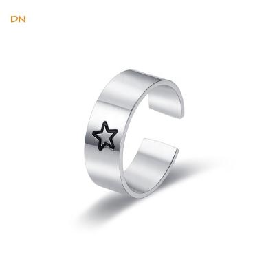 China Dina New Wholesale Silver Engraved Sun Stainless Steel Punk Opening Stars Moon Adjustable Rings for sale