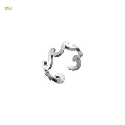 China BOHEMIA Dina Woman Factory Man Silver Wave Shaped Stainless Steel Adjustable Snatch Rings for sale