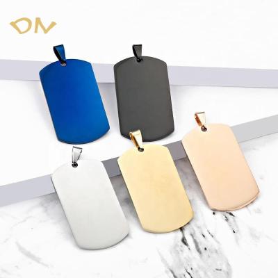 China Dina Engraved Jewelry Fashionable Pendant Men Wholesale Punk Fashion Custom Stainless Steel Blank Logo Necklace Army Name Brand for sale