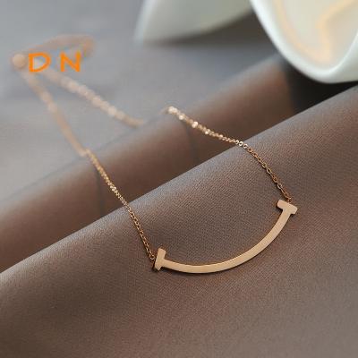 China Fashionable Minimalist Smile Necklace Chunky Choker Charm Stainless Steel Gold Dangle Women Jewelry From Dina Vintage Bulk Jewelry Supplier for sale