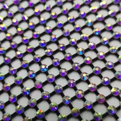 China Elastic Cavity Mesh Fabric Clothes Accessories Faux Stone Flatback Mesh Hot Drill Net Cloth for sale