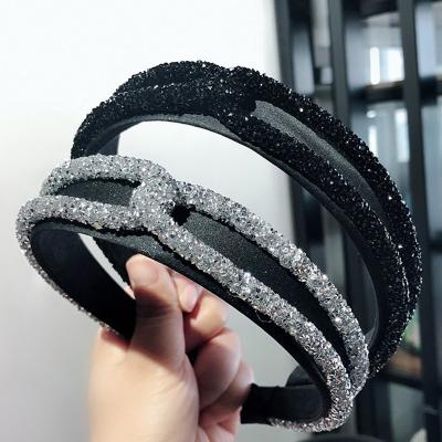 China New European and American style Crystal Full Diamond Headband Simple edge pressed women's headband for sale