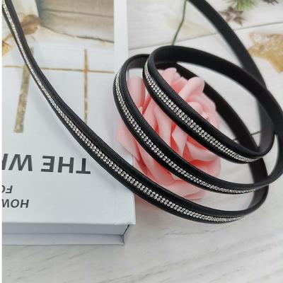 China New Twine Diamond Cord String Rope Trim Crystal Rhinestone Leather Flatback Glitter Rope for sale