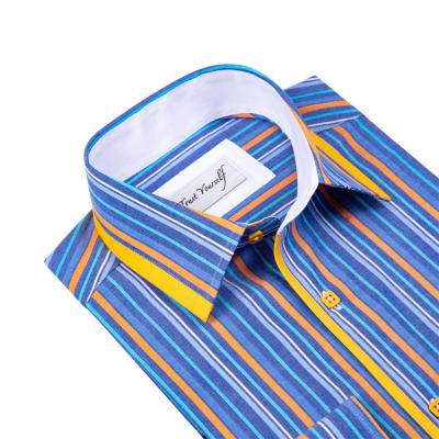 China 2021 High Quality Long Sleeve Stripe Mens Shirts Anti Shrink Commercial Wear Shirt With Printed Stripes for sale