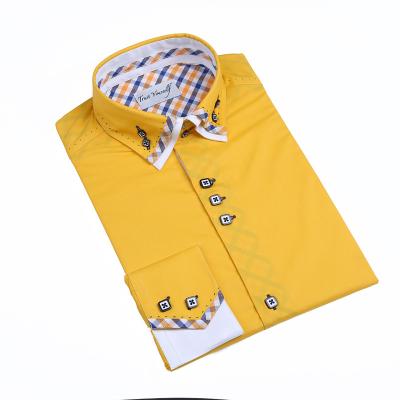 China 2021 Fashion Cotton Anti-Shrink Fancy Shirts With Double Collar Shirts Men for sale