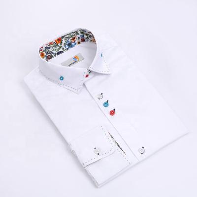 China 2020 Sustainable Color Pure Cotton Long Sleeve Casual Shirt For Men Contrast Collar And Cuff for sale