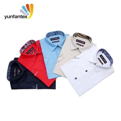 China 2020 New Excellent Quality 100 Mens Canvas Short Sleeve Anti-Shrink Shirts With Many Colors Pure Color for sale