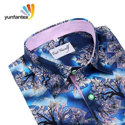 China 2020 Men's Breathable Printed Hawaiian Long Sleeve Cotton Shirt With Fashion Designs for sale