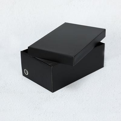 China Recyclable Wholesale Custom LOGO Matte Black Printed Cardboard Paper Shoe Boxes for sale