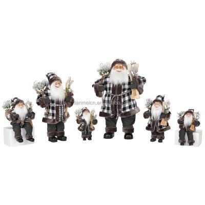 China Christmas Cloth 30~180cm Santa Claus With Sack And Ski Traditional Christmas Party Decoration Figurine Holiday Gift Santa Ornament for sale