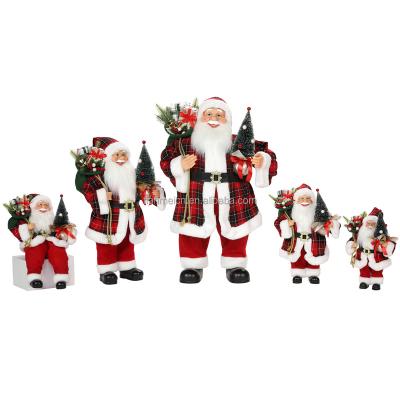 China Navidad 30~180cm Cloth Christmas Santa Claus With Gift Bag And Skiing Party Decoration Figurine Holiday Ornament Traditional Christmas Home for sale