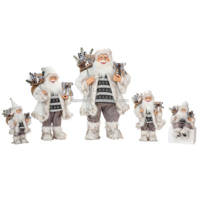 China Navidad 30~180cm Cloth Christmas Santa Claus With Gift Bag And Skiing Traditional Christmas Party Decoration Figurine Holiday Ornament for sale