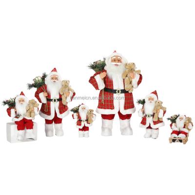 China Navidad 30~180cm Cloth Christmas Santa Claus With Gift Bag And Skiing Traditional Christmas Party Decoration Figurine Holiday Ornament for sale