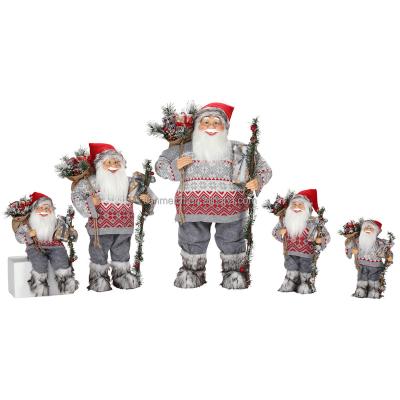 China Navidad Xmas Deoration 30~180cm Santa Claus with Gift Bag and Skiing Party Decoration Figurine Holiday Ornament Traditional Christmas Home for sale