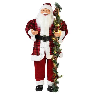 China 30~110cm Cloth Christmas Holding Santa Claus With Lighting Ornament Decoration Festival Holiday Figurine Collection Traditional Christmas for sale