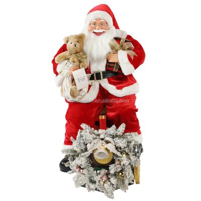 China Fabric 60/90cm Christmas Train Santa Claus With Lighting Ornament Decoration Festival Holiday Figurine Collection Traditional Christmas for sale