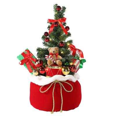 China 60cm Cloth Christmas Bear Tree House Display Gifts Bag LED Holiday Ornament Decoration Figurine Party Collection Christmas Tree Lights for sale