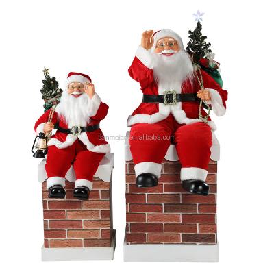 China Holiday decoration & Custom Christmas Gift 60cm Chimney Animated Santa Claus Christmas Decoration Electric Music Christmas Ornament Decoration Figurine Holiday for sale