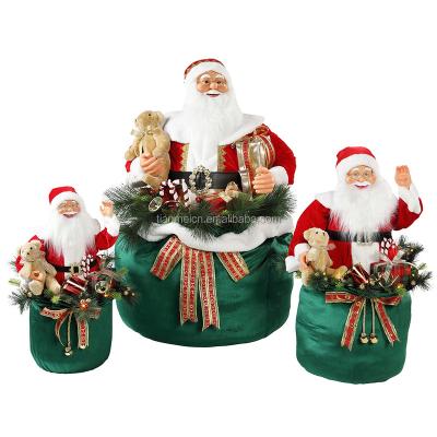 China 65/85/115cm Cloth Christmas Santa Claus Animated With Lighting Musical Traditional Holiday Ornament Decoration Figurine Collection for sale