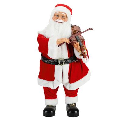 China Animated Fabric 80cm Christmas Lighting Musical Santa Claus With Violin Ornament Decoration Holiday Figurine Traditional Collection for sale