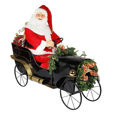 China Fabric 150cm Sitting Santa Claus Sleigh With Lighting Traditional Ornament Christmas Decoration Holiday Figurine Collection for sale