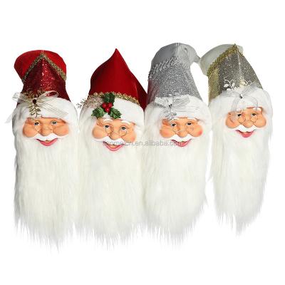 China Hot Sell Christmas Cloth 20cm Santa Claus Head Decorations Tree Hanging Christmas Ornaments Bulk Figures Doll Xmas navidad for sale