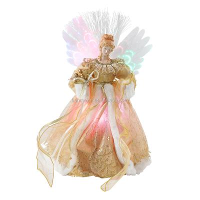 China 50cm LED Eco-Friendly Christmas Angel With Optical Clear Color Changing Ornament Tree Figures Collectible Doll Christmas Holiday Top Decoration for sale