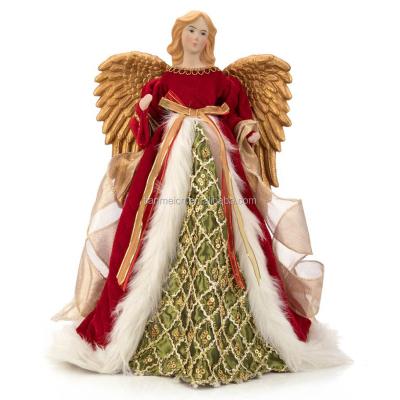 China Fashion 40cm Plastic Red Angel Christmas Tree Top Ornament For Decoration Holiday Series Party Artwork Plastic And Cloth Home Doll for sale