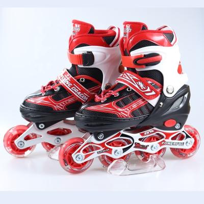 China Sandwich Mesh and Leather PVC in Running Wholesale 4 PU Led Wheels Roller Skate Adjustable Flashing Flashing Inline Shoe for Kids for sale