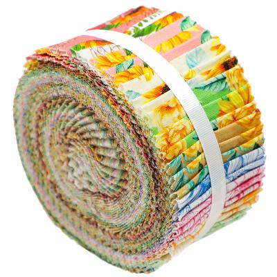 China Shrink-Resistant Jelly Rolls Factory Manufactured Yellow Sunflowers Printed 100% Organic Cotton For Quilting Fabric for sale