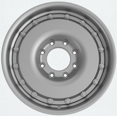 China 6061-T6 Inch 8.0Jx18 20 Inch 8x165.1 Silver Heavy Duty 1800kg 2 Pieces Bolted Military Forged Army Truck Wheel Rim for sale