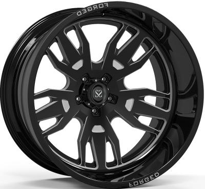 China A6061 T6 Off Road 22x12 24x12 And 24x14 Gloss Black Machined Deep Lip 4x4 Car Alloy Wheels Rim Customized for sale