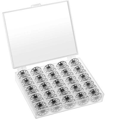 China 25pcs/set Stainless Steel Sewing Machine Bobbins Empty Bobbins Bobbins Plastic Sewing Machine Storage Box for Accessories Home Sewing Tool for sale