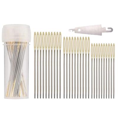 China 30Pcs Metal Hand Quilting Needles with Large Metal Threader Eye Sewing Needles for Cross Stitch Sewing Tools for sale