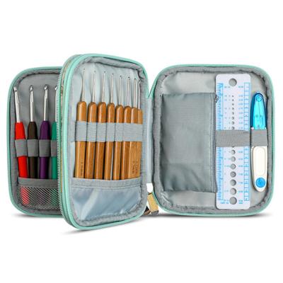 China Crochet Hooks Set With Colored Crochet Hook Kit Ergonomic Aluminum Alloy Crochet Hooks Case 68Pcs JX22120704 Crochet Hooks for sale