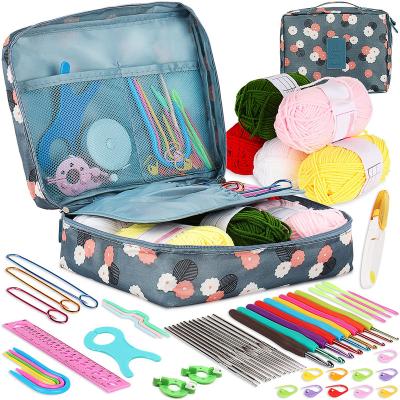 China 53Pcs Crochet Hook Kit With Storage Bag Crochet Hooks Set DIY Knitting Tools Crochet Needles Weaving Yarn Kits For Sweaters JX22110101 for sale