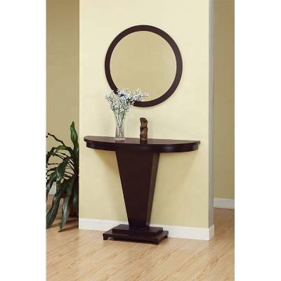 China (Other) NOVA DMUE034 Style Adjustable Classic Console Table Brown Walnut Wood Pedestal With Round Mirror for sale