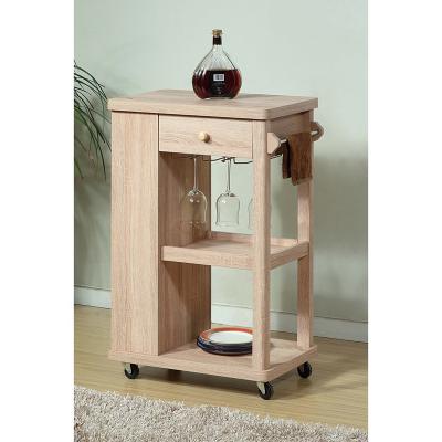 China NOVA DMUC004 Convenient Insurance Solid Wood Kitchen Island Solid Wood Cart with Glass Cup Holder for sale