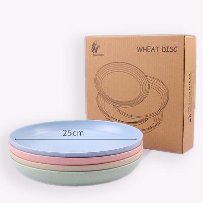 China 25cm Eco Salad Bowl Stocked Environmental Friendly Dinnerware Set Wheat Straw Dinnerware Sets Plate for sale