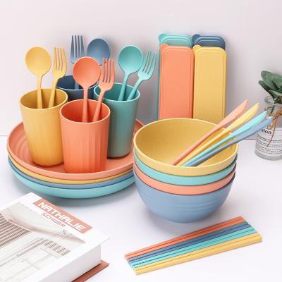 China Sustainable Wheat Straw Products Biodegradable Eco Friendly Wheat Straw Dinnerware Set Of 32 Pieces for sale