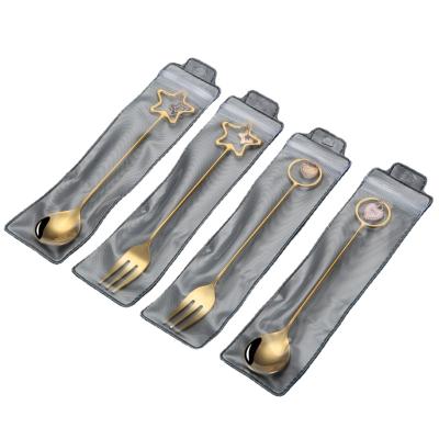 China Stainless Steel Viable Cutlery Set Star Heart Spoon Spoon Long Handle Gold Sliver Cutlery Pendant Fork for sale