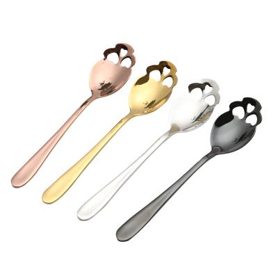 China Viable Hot Selling Amazon 304 Stainless Steel Mini Gold Skull-face Teaspoon for sale