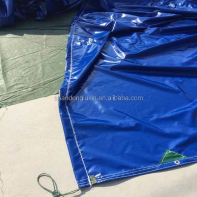 China 2m-100m Width PVC Tarpaulin Plastic Cover for Outdoor Tent Awning Camp Blue Poly Tarp for sale