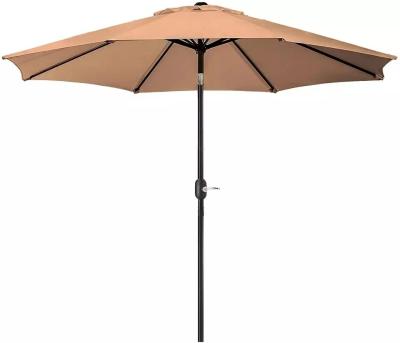 China Push Button Tilt and Crank 8 Ribs Waterproof Fabric Sunshade Outdoor Umbrella for Patio Beach Garden Furniture for sale