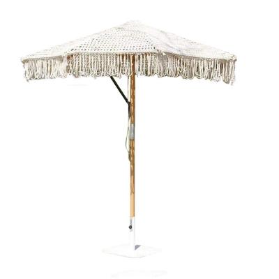 China General 2.5mm Wooden Pole European Style Bohemia Terylene Cotton Beach Wood Umbrella for sale