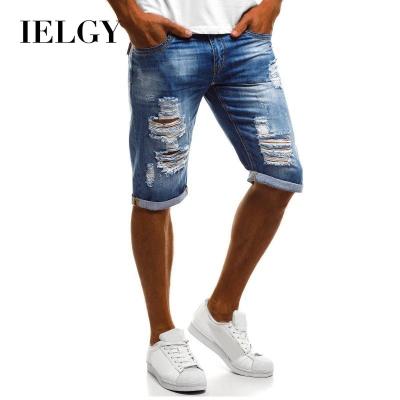 China IELGY Viable Popular Men's Old Straight-Leg Pants Men's Five-Point Clamping Bleach Pants Men's Jeans Tapered for sale