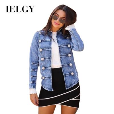 China Viable IELGY Button Band Stain Denim Jacket Women's Grinding White Coat Women for sale