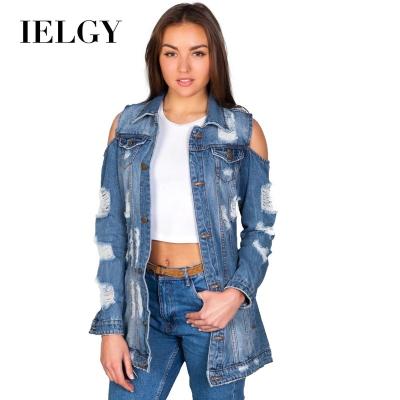 China IELGY support viable OEM ripped denim jacket women tops sexy Amazon aliexpress fashion fat women for sale