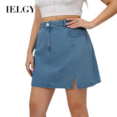 China IELGY spring and summer package large size women's blue short stitching skirt denim skirt a-line hip viable clothing for sale