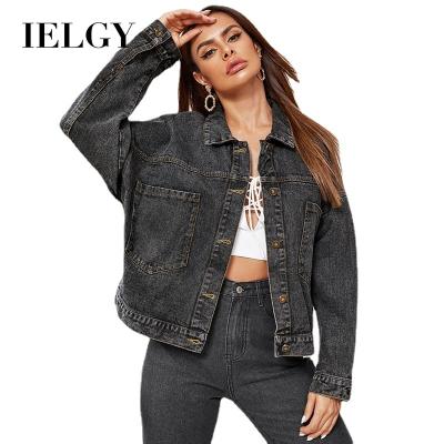 China Amazon Viable Women's Stain Support OEM IELGY Flower Wash Water Blue Denim Jacket Fried Short Loose Casual Jacket for sale